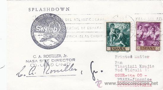 Sellos: RARO MARCA SKYLAB EN SOBRE CIRCULADO 1971 LAS PALMAS (CANARIAS) FIRMADO DIRECTOR CYI GRAND CANARY