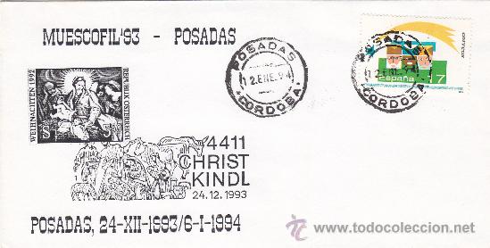 Sellos: NAVIDAD MUESCOFIL 93, POSADAS (CORDOBA) 1993 1994. MATASELLOS FECHADOR EN RARO SOBRE ILUSTRADO VER