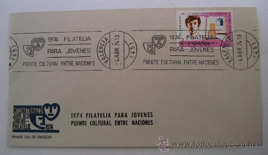 Sellos: sobre primer dia 1974 filatelia para jovenes, puente cultural entre naciones