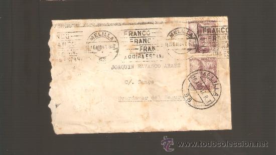 Sellos: Sobre con matasello de Melilla 16 Ago 47 - Foto 1