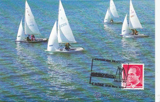 Sellos: DEPORTES BARCOS MUNDO VELA 92 EXPOSICION BAHIA DE CADIZ 1992. RARO MATASELLOS EN TARJETA MODELO 2