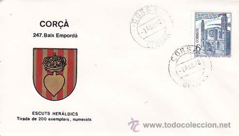 Stamps: COR&Ccedil;&Aacute; (Gerona) - 247 BAIX EMPORD&Aacute; - ESCUTS HER&Aacute;LDICS (Escudos Her&aacute;ldicos). Penya Filat&eacute;lica Vilanova