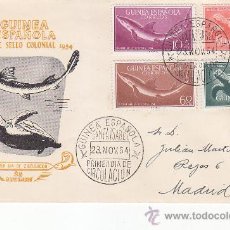 Sellos: GUINEA ESPAÑOLA FAUNA MARINA DIA DEL SELLO COLONIAL 1954 (EDIFIL 338/41) EN SPD SERVICIO FILATELICO.