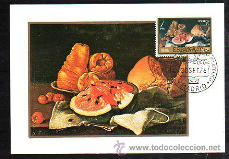 Sellos: TARJETA MAXIMA. SERVICIO FILATELICO DE MADRID. 1976. BODEGON - Foto 1