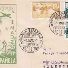 Selos: GUINEA ESPAÑOLA, PAISAJES Y GENERAL FRANCO 1951 (EDIFIL 298-300 (2) EN SPD CIRCULADO DEL S.F.C.. Lote 33358876