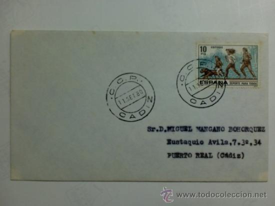 Sellos: SOBRE CON MATASELLOS DE CADIZ 1980. - Foto 1
