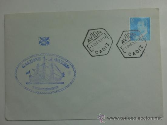 Sellos: SOBRE CON MATASELLOS DE CADIZ 1983. GALEON EVERI. - Foto 1