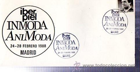 Sellos: SOBRE PRIMER D&Iacute;A INTERMODA MADRID 1988 MATASELLOS - Foto 1