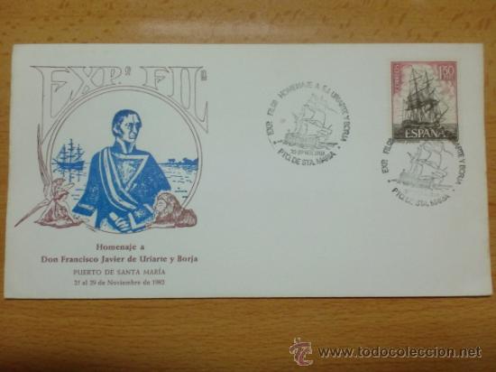 Briefmarken: SOBRE CON MATASELLOS. PUERTO DE SANTA MARIA.1982. EXP. FILCA. HOMENAJE A F. J. URIARTE Y BORJA.