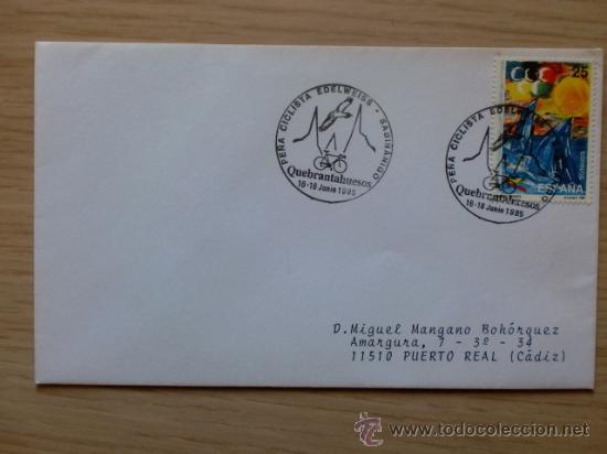 Timbres: SOBRE CON MATASELLOS DE SABINANIGO 1985. PE&Ntilde;A CICLISTA EDELWEISS. QUEBRANTAHUESOS.