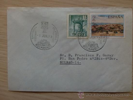 Timbres: SOBRE CON MATASELLOS DE 1973. EXPOSICION FILATELICA BOCAIRENTE.