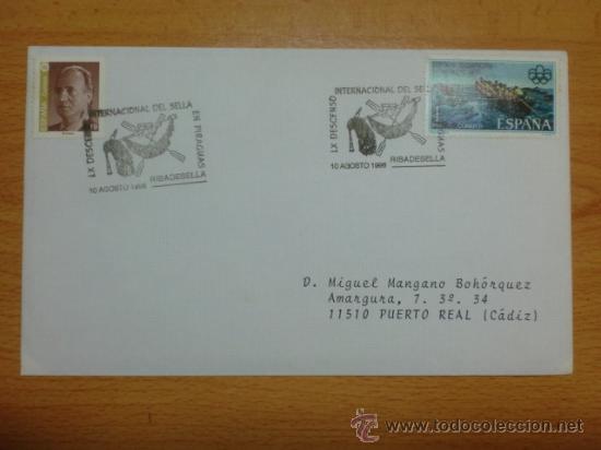 Stamps: SOBRE CON MATASELLOS DE BIBADESELLA 1996. LX DESCENSO INTERNACIONAL DEL SELLA EN PIRAGUAS.