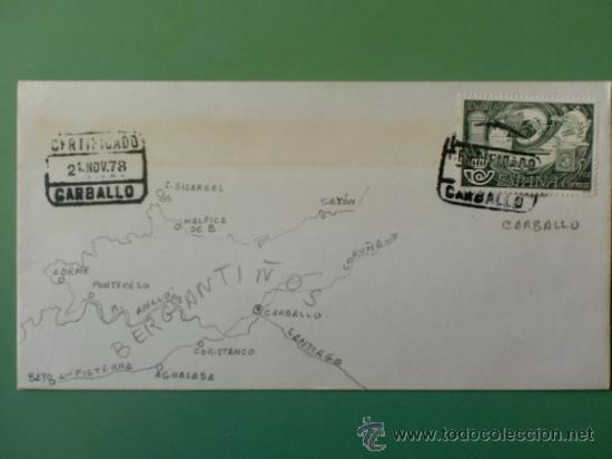 Sellos: SOBRE CON MATASELLOS DE CARBALLO 1978. - Foto 1