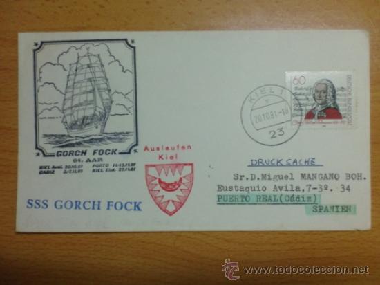 Sellos: SOBRE CON MATASELLOS DE KIEL 1981. SSS GORCH FOCK. - Foto 1