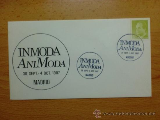 Sellos: SOBRE CON MATASELLOS DE MADRID 1987. INMODA ANIMODA. - Foto 1