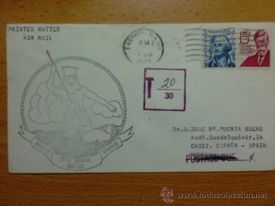 Briefmarken: SOBRE CON MATASELLOS DE U. S. A. TACOMA 1981. VIGILANCE USS ENHANCE READINES, MSQ 437.
