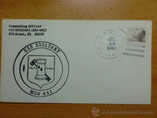 Briefmarken: SOBRE CON MATASELLOS DE U. S. A. U.S. NAVY 1983. USS EXULTANT. MSO 441.