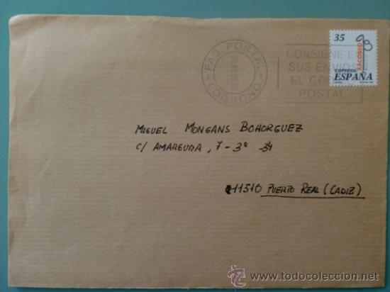Sellos: SOBRE CON MATASELLOS DE LOGRO&Ntilde;O 1998. PAB. POSTAL. - Foto 1