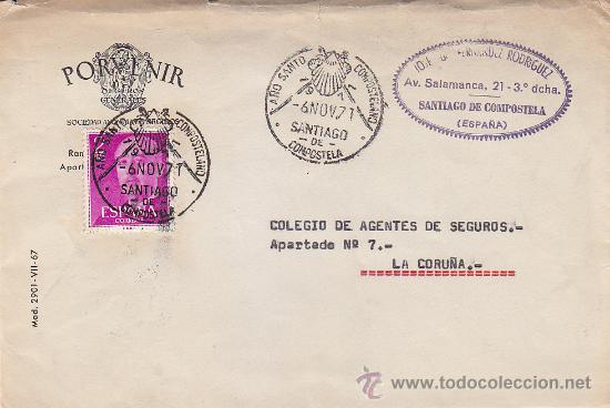 Stamps: A&Ntilde;O SANTO COMPOSTELANO, SANTIAGO COMPOSTELA (LA CORU&Ntilde;A) 1971. MATASELLOS RELIGION EN CARTA COMERCIAL