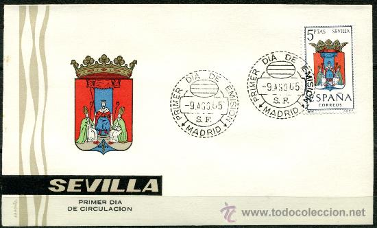 Sellos: Sobre Primer Dia - Escudo SEVILLA - Foto 1