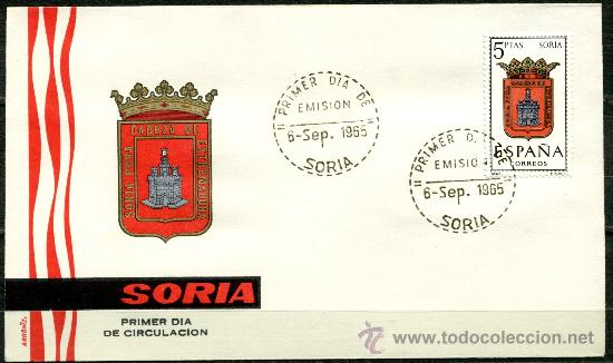 Sellos: Sobre Primer Dia - Escudo SORIA - Foto 1