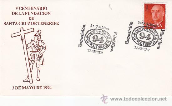Briefmarken: CINCO SIGLOS FUNDACION DE SANTA CRUZ DE TENERIFE (CANARIAS) 1994. MATASELLOS EN RARO SOBRE ILUSTRADO