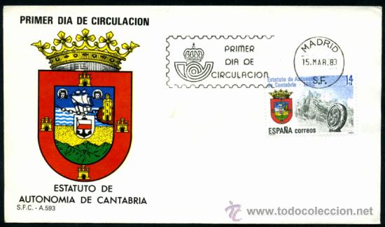 Sellos: Sobre Primer Dia - Autonomia de CANTABRIA - Foto 1