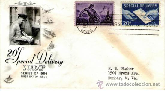 Sellos: sobre de primer dia special delivery siamp - Foto 1
