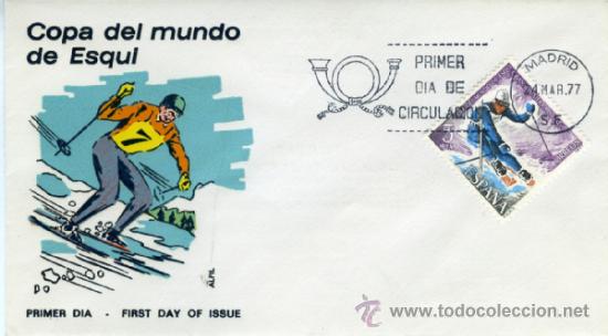 Sellos: SOBRE ENTERO POSTAL. COPA DEL MUNDO DE ESQUI.1977