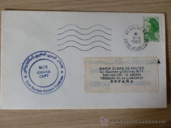 Sellos: SOBRE CON MATASELLOS. LOIRE ATLANTIQUE. 1983.  M/S SMARA CNPT. UNION MARITIME MAROCCO..