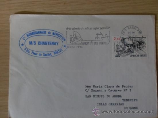 Sellos: SOBRE CON MATASELLOS. BREST PPAL. 1982.  M/S. CHANTENAY.