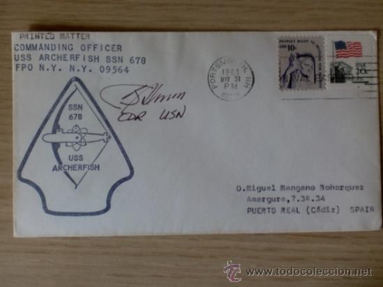 Briefmarken: SOBRE CON MATASELLOS. U.S NAVY. 1983. USS ARCHERFISICH. SS-678.