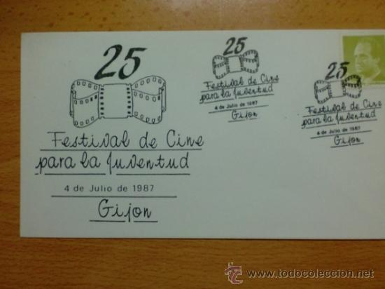 Sellos: SOBRE CON MATASELLOS GIJOM. 1987. 25 FESTIVAL DE CINE PARA LA JUVENTUD.