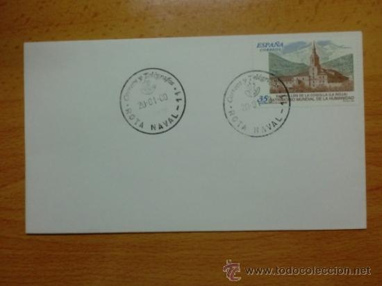 Sellos: SOBRE CON MATASELLOS CORREOS Y TELEGRAFOS ROTA NAVAL. 2000.