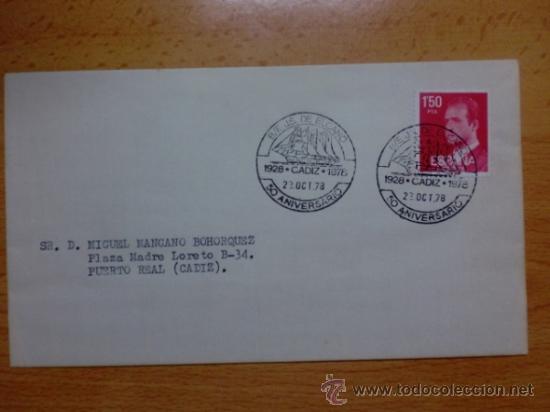Sellos: SOBRE CON MATASELLOS . B/E J.S. DE ELCANO.1978. 50 ANIVERSARIO.