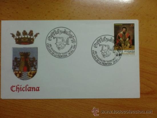 Stamps: SOBRE CON MATASELLOS. CHICLANA DE LA FRONTERA. 1999. EXFILANDALUS-99. A&Ntilde;O INAGURACION TEATRO MODERNO