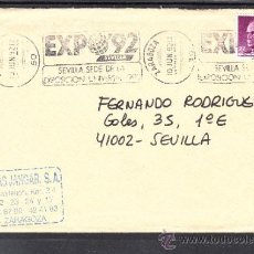 Sellos: 1986 RODILLO 54 ZARAGOZA CIRCULADO, EXPO 92, SEVILLA SEDE DE LA EXPOSICION UNIVERSAL 1992. Lote 37601627