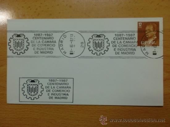 Sellos: SOBRE CON MATASELLOS DE MADRID. 1986. CENTENARIO DE LA CAMARA DE COMERCIO E INDUSTRIA DE MADRID. - Foto 1