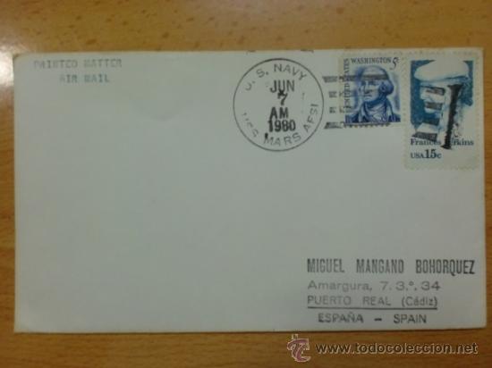 Sellos: SOBRE CON MATASELLOS DE U.S. NAVY. 1980. - Foto 1