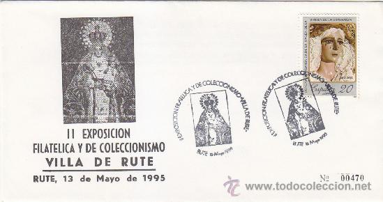 Sellos: VIRGEN DE LA CABEZA II EXPOSICION VILLA DE RUTE (CORDOBA) 1995 MATASELLOS RARO SOBRE ILUSTRADO MOD 1