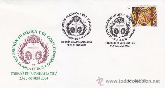 Sellos: SEMANA SANTA COFRADIA DE LA SANTA VERA CRUZ, RUTE (CORDOBA) 2004. MATASELLOS EN RARO SOBRE ILUSTRADO