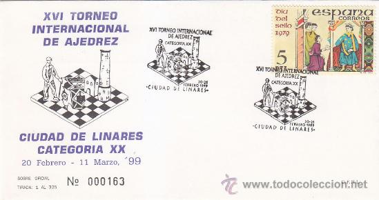Francobolli: AJEDREZ XVI TORNEO INT CIUDAD DE LINARES (JAEN) 1999 RARO MATASELLOS SOBRE OFICIAL CORTA TIRADA (325
