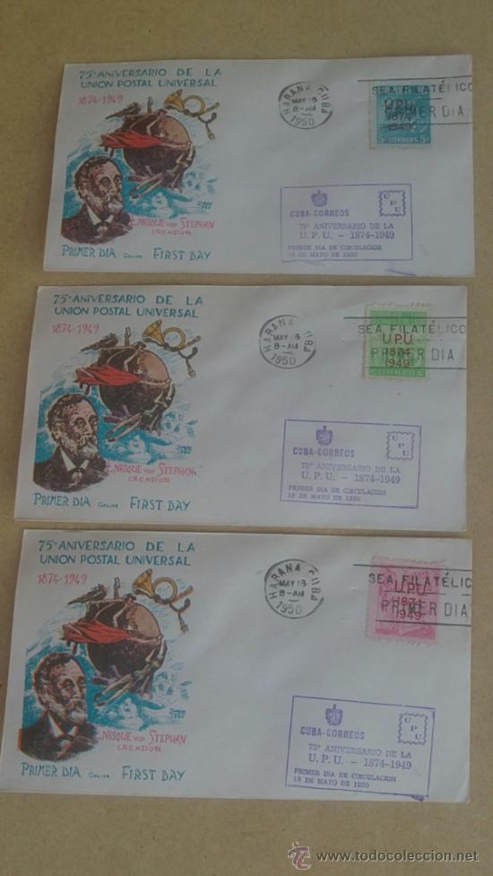 Briefmarken: LOTE DE TRES SOBRES PRIMER DIA  CORREOS  DE CUBA.A&Ntilde;O:1950