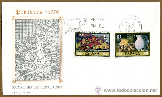 Sellos: Sobre Primer Dia - PINTORES 1976 - Foto 1