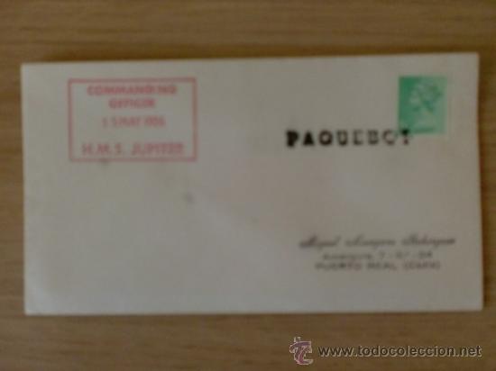 Briefmarken: SOBRE CON MATASELLO. PAQUEBOT. 1986. H.M.S. JUPITER.