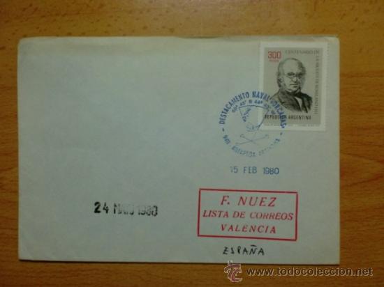 Selos: SOBRE CON MATASELLOS. ANTARTIDA ARGENTINA. 1980. DESTACAMENTO NAVAL ORCADAS. F. NU&Ntilde;EZ.