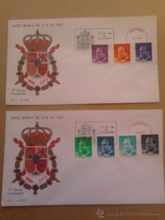 Briefmarken: Sobre primer dia ,lote de 2 sobres de serie basica, del Rey