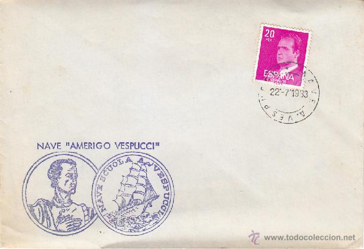 Timbres: BARCOS MARCA NAVAL BUQUE ESCUELA AMERIGO VESPUCCI 1983. MATASELLOS BUQUE ESCUELA EN SOBRE. RARO ASI.