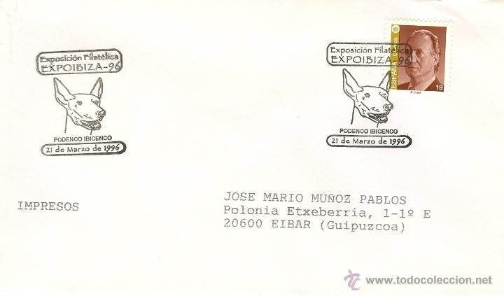 Timbres: SOBRE EXPOIBIZA 96 - PERROS, PODENCO IBICENCO.