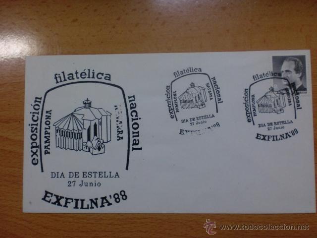 Timbres: SOBRE CON MATASELLO. PAMPLONA. 1988. EXPOSICION FILATELICA NACIONAL, EXFILNA&acute;88.